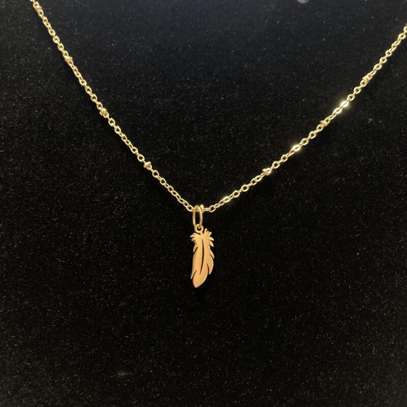 Gold Feather Necklace - Image 3