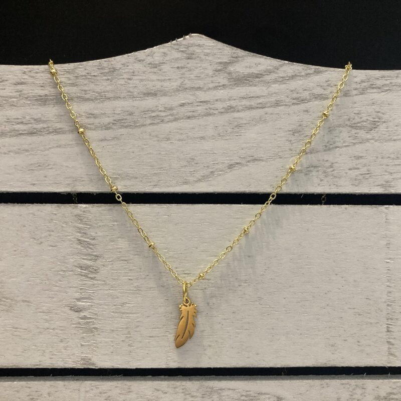 Gold Feather Necklace - Image 4